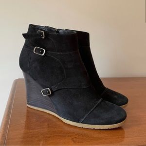 J. Crew Greer Black Suede wedge booties